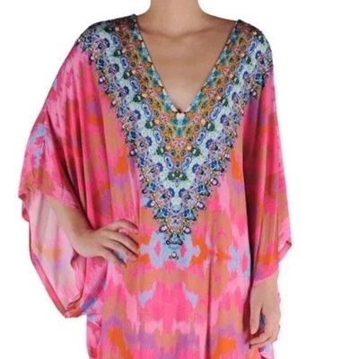 Camilla Gypsette Dress One Size Bat Sleeve Embellished Jersey Resort Kaftan Top - Image 1 of 4