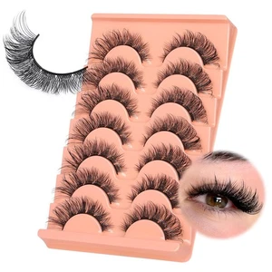 Ojo de Gato Imitación Visón Natural Wispy Esponjoso Tira Pestañas Postizas 7 Pares NUEVO - Imagen 1 de 7