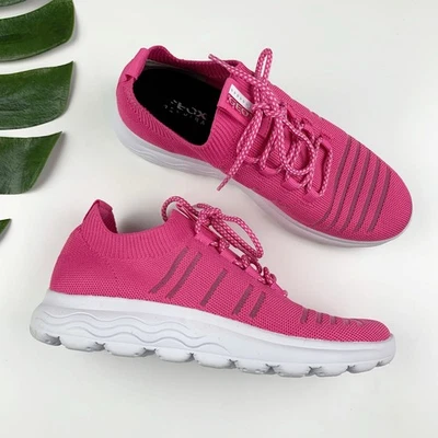 Tenis Geox Respira Spherica rosa brillante tejido cómodo con cordones para mujer 8 Foto 1 de 4