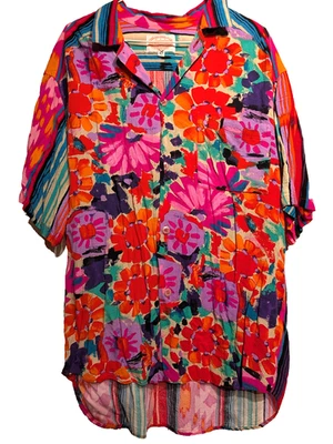 Vtg. Jams World Shirt Mens M Floral/Southwest Hawaiian Aloha Camp Rayon Aztec - Image 1 of 4