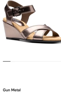 Clark’s Emmalae Iris Mujer’s Gunmetal Sandalias Cuña. Talla 8,5 M nueva sin caja - Imagen 1 de 15