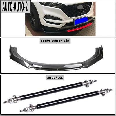 Alerón divisor de labios de parachoques delantero para Hyundai Tucson 5-21 varilla de puntal de fibra de carbono Foto 1 de 4