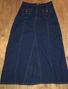 Women’s Be Girl Basic Long Denim Jean Skirt M Medium Waist 27 Modest - Picture 1 of 5
