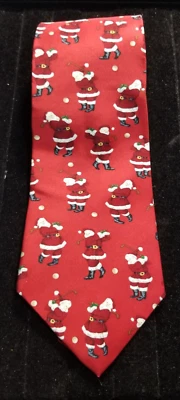 圣诞老人高尔夫男式丝绸领带红色约翰亨利复古美国制造 — 第 1/4 张图片