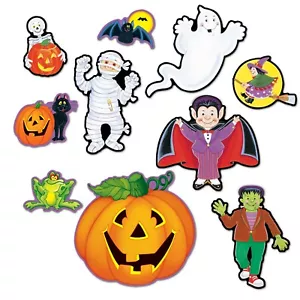 Ritagli di Halloween Ritagli di Cartone Zucca Mostro Gho 10pz Doppio Lato - Foto 1 di 1