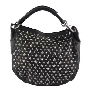 Jimmy Choo Star studs Semi Shoulder Bag Black Silver Hardware Fast free shipping - Picture 1 of 10