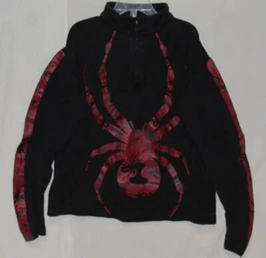 SPYDER Kids Boys "Big Spider Logo" Black Red 1/2 Zip Pullover Sweatshirt M 10-12 - Picture 1 of 7
