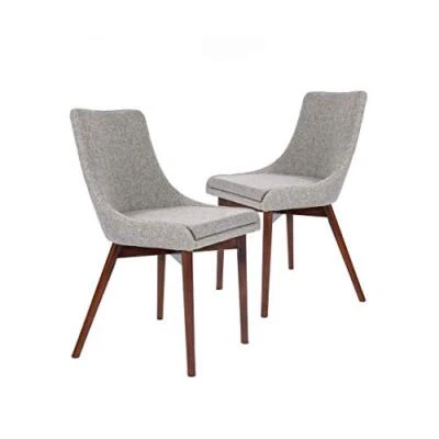  Upholstered Fabric Brown Chairs and Solid Wood Legs for Kitchen Dark Grey - Image 1 of 4