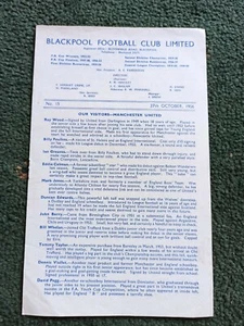 BLACKPOOL v MANCHESTER UNITED Oct 1956 1957 Football Programme BUSBY BABES RARE! - Picture 1 of 3