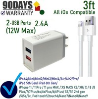 10w Double Usb Wall Charger Cube 2 3ft Usb Cable For Ipad Mini 4 Air 5th 10 Ebay