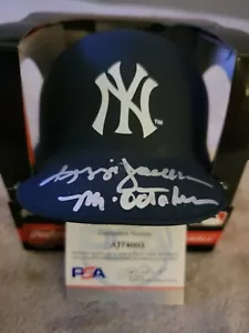 New York Yankees Autographed Reggie Jackson Mini Matte Blue Helmet W/inscription - Picture 1 of 4