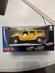 Maisto Hummer H2 motorized Power Racer. Die Cast Metal Yellow - Picture 1 of 6