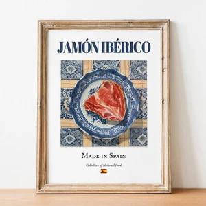 Jamón Ibérico Maiolica Tile Print | Spanish Ham Poster | Kitchen Wall Art - Picture 1 of 9