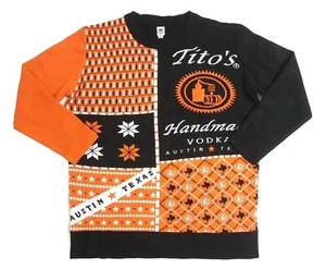Tito's Vodka Size XL Austin Texas Black Orange Knit Sweater Pullover - Picture 1 of 8