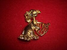 Angel with Harp Goldtone Pin/Brooch - Signed Gerrys