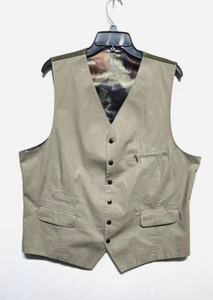 Patrick James gilet chino uomo GRANDE bottoni tasche anteriori cravatta foderato dietro - Foto 1 di 8