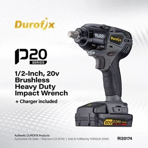 Durofix P20 20V 1/2" Brushless Cordless Impact Wrench, 590 ft-lbs, RI20174-PM