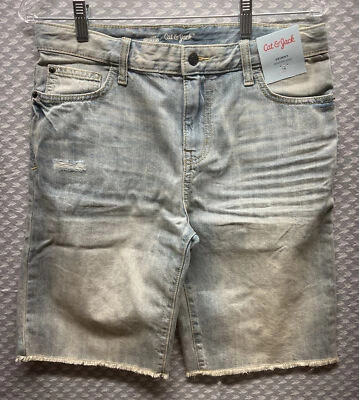 Girls Skinny Denim Bermuda Shorts Frayed Hem Light Wash Cat & Jack 18 - Image 1 of 4