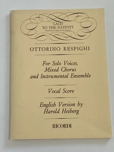 Respighi: Laud to the Nativity Vocal Score Ricordi - Picture 1 of 2