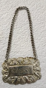Vintage decanter label Whisky metal silver whisky bottle plaque - Picture 1 of 5