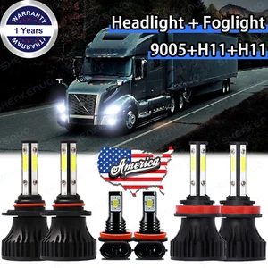 For Volvo VNL VNM 2004-2015 Combo LED Headlight High/Low Beam + Fog Light Bulbs - Picture 1 of 10