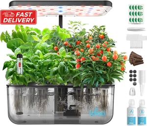 Hydroponics Growing System 12 Pod Indoor Herb Garden Kit w/ Light Timer Pump - Picture 1 of 12