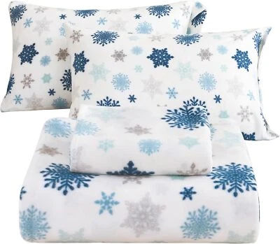 SOFTAN Christmas Comfort 4 Piece Fleece Micro Polar Sheet Warm Deep Pocket Bed Sheets