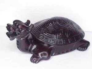 1980s Chinese hand carved Lidded Dragon wood table box - Picture 1 of 7