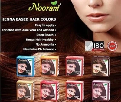 Noorani Henna Hair Color and Herbal Powder (Brown) 6 x 10g [BUY 1 FREE 1 BOX] - Image 1 of 4