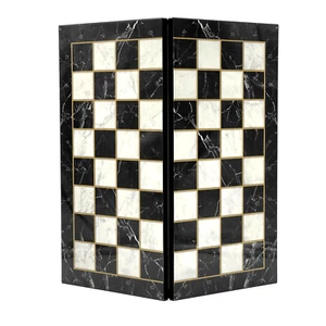 Black White Handmade Marble Pattern Wooden Folding Chess Board, 17" Chess Board - Picture 1 of 8