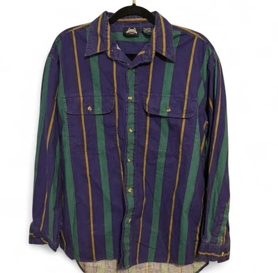 Camisa abotonada vintage años 90/Y2K Lee 100 % algodón a rayas bloques de colores para hombre, M Foto 1 de 3