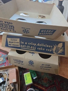 Juego de 3 soportes de cono de helado de papel vintage c. 1950 Eat-It-All Totility - Imagen 1 de 5