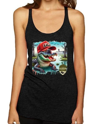 Camiseta sin mangas Alligator Alcatraz Everglades divertida inmigración estadounidense espalda cruzada Foto 1 de 2