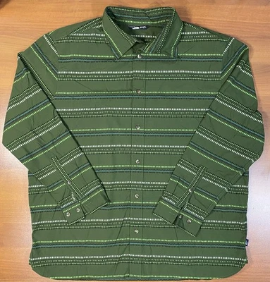The North Face Shirt Men’s 2XL Button Down Long Sleeve Striped Green Outdoors - Image 1 of 4