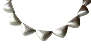 Designer 12 Brushed Silver Triangle Bead (24 Grams) 8 inch Strand | 17.5x11x8mm| - Picture 1 of 5