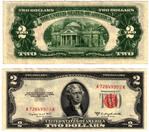 1953 B USA 2 Dollar Banknote UNITED STATES AMERICA Red Seal P380B Smith Dillon - Picture 1 of 1