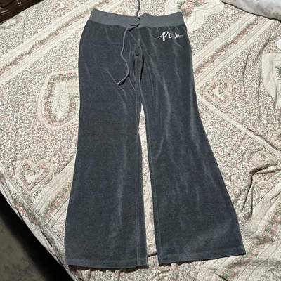 Pink Victoria Secret Velour Flare Pants Size Large - Image 1 of 4