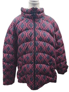 Lands End Women’s Puffer Jacket Winter Coat Geometric Sz 2X Hot Pink READ - Picture 1 of 20