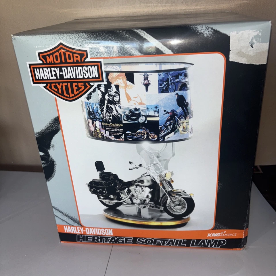 COLLECTABLE HARLEY DAVIDSON HERITAGE SOFTAIL TABLE LAMP w/SOUNDS 2004 Brand New - Image 1 of 2
