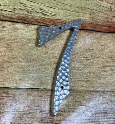 Traditional Silver Hammered 3 1/4” House Mailbox Number 7 - Image 1 of 4