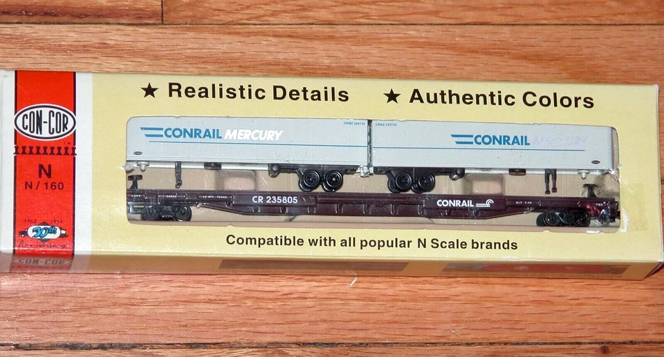N CON-COR 0001-120606(01) 89 FT FLATCAR WITH 2 45 FT TRAILERS CONRAIL CR 235805 - Image 1 of 1