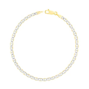 10K Yellow Gold Solid 3mm Pave Diamond Cut Mariner Anchor Link Chain Bracelet 7" - Picture 1 of 9