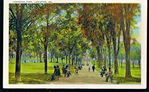 Postkarte Lewiston Park Lewiston Maine Me weiße Grenze unbesendet Sammlerstück - Bild 1 von 2