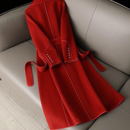 OFF WHITE Elegante Cappotto Donna Babbo Autunno Formale Cintura Outwear Caldo Cappotto Lunghezza Media