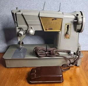 Vtg Singer 328k Sewing Machine Working Foot Pedal & Light. Needs New Belt. As-Is - Picture 1 of 15