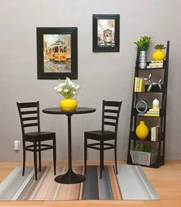 🥗black TABLE CHAIRS dining KITCHEN bistro FURNITURE cafe 1/6 scale for BARBIE - Picture 1 of 11