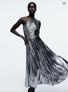 Metallic-Coated One Shoulder Dress Size M - Picture 1 of 9