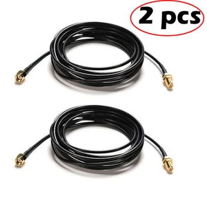 2Pcs RP-SMA Male To Female Wifi Antenna Connector Extension Cable Cord Black 10M - Picture 1 of 6