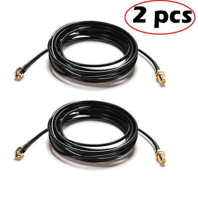 2Pcs RP-SMA Male To Female Wifi Antenna Connector Extension Cable Cord Black 10M - Image 1 of 4