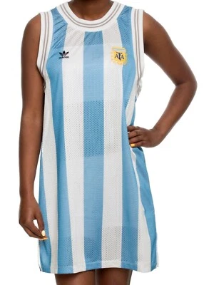 Nuevo con etiquetas Vestido sin mangas Adidas Originales Argentina Malla a Rayas Blanco/Azul CE2310 $90 F16 Foto 1 de 4